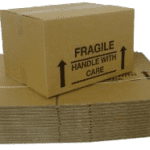 Boxes marked 'fragile, handle with care'